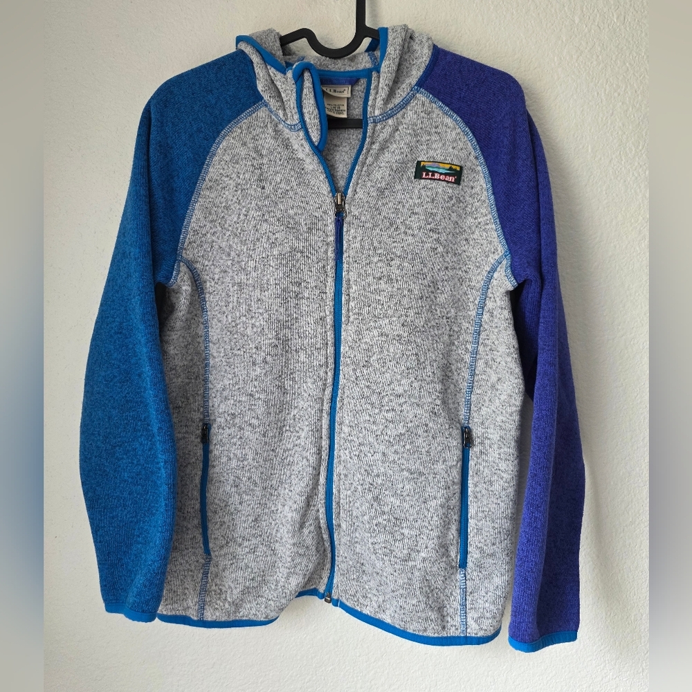 LL Bean Full Zip Fleece, Kids Size Large 14-16, Gray